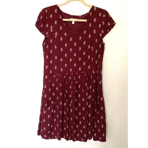 Garnet Hill V Neck Dropwaist Boho Style Cap Sleeve Summer Day Printed Dress Sz 4 - Picture 9 of 14
